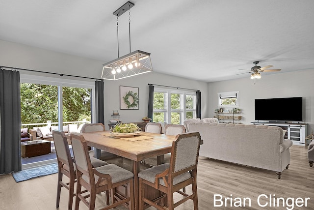 3293 Creek Ridge Dr, Hudsonville, MI 49426 - dining space with light wood-style flooring and ceiling fan