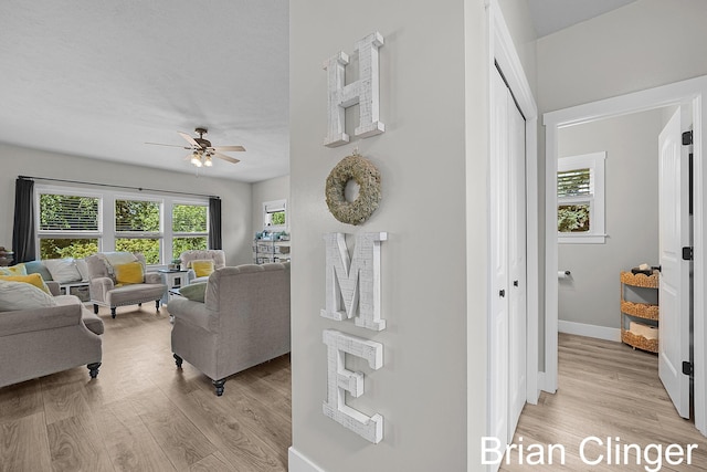 3293 Creek Ridge Dr, Hudsonville, MI 49426 - living area with light wood-style flooring and a ceiling fan