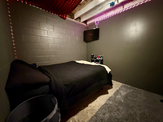 13820 Morenci Rd, Morenci, MI 49256 - bedroom with concrete block wall and concrete flooring
