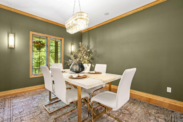 1255 White Pine Dr SW, Grand Rapids, MI 49534 - dining room featuring a chandelier, crown molding, and wood finished floors