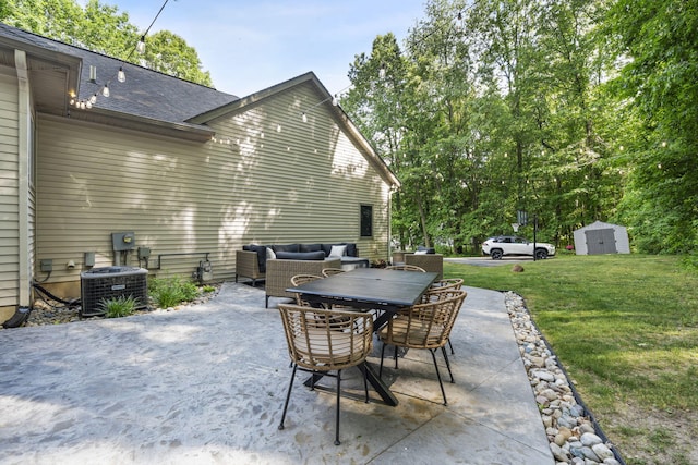 1255 White Pine Dr SW, Grand Rapids, MI 49534 - view of patio / terrace featuring a shed, outdoor dining area, and an outdoor hangout area