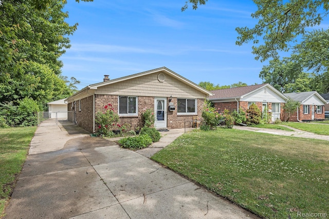 27336 Alger Blvd, Bloomfield Hills, MI 48071 - view of front of house with brick siding, an outdoor structure, and a chimney