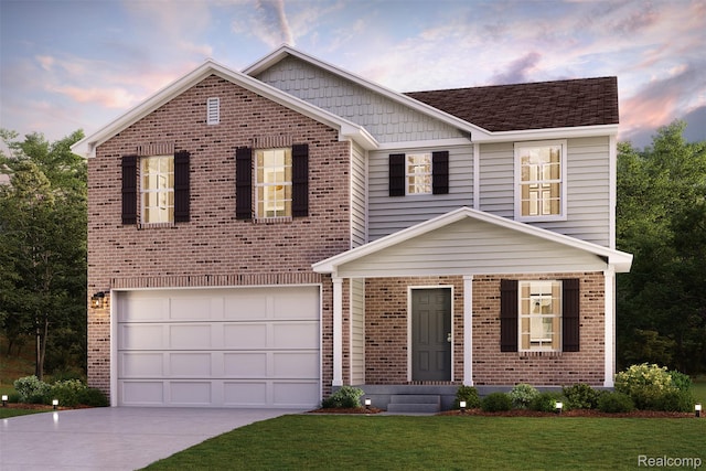 15455 Wesley St, Southgate, MI 48195 - traditional home featuring driveway, brick siding, an attached garage, and a lawn