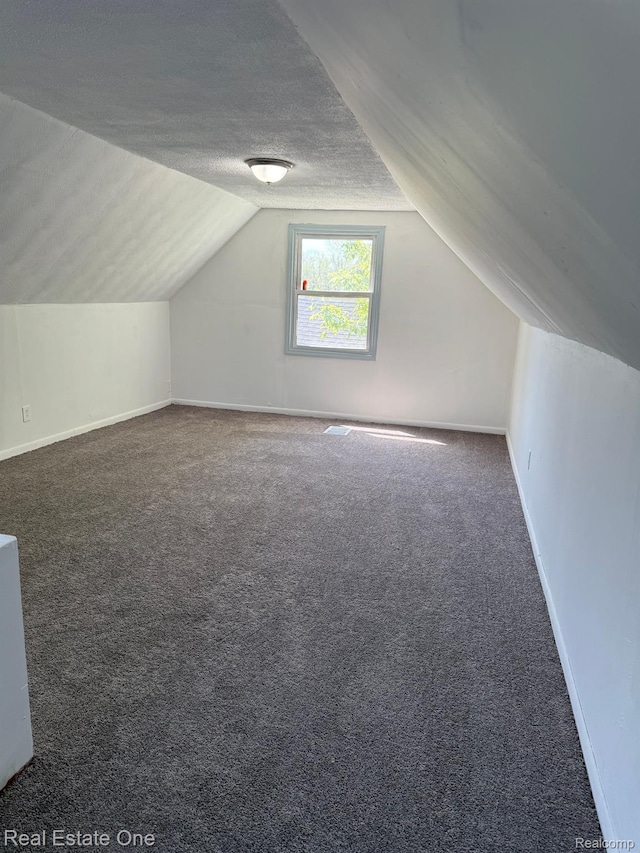 6365 Longacre St, Detroit, MI 48228 - additional living space featuring vaulted ceiling, carpet flooring, and a textured ceiling