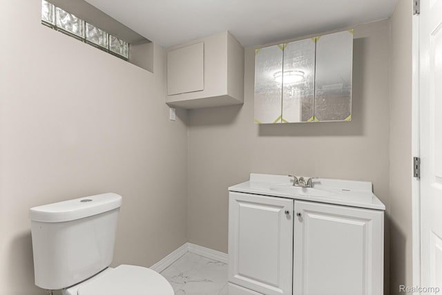 23621 Joy Rd, Redford, MI 48127 - half bathroom featuring vanity and marble look tile flooring