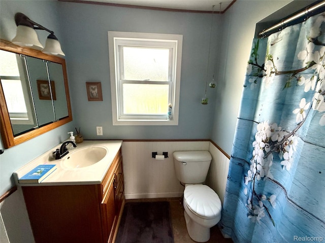 35717 Columbia Ave, Westland, MI 48186 - bathroom featuring vanity, wainscoting, and wood finished floors