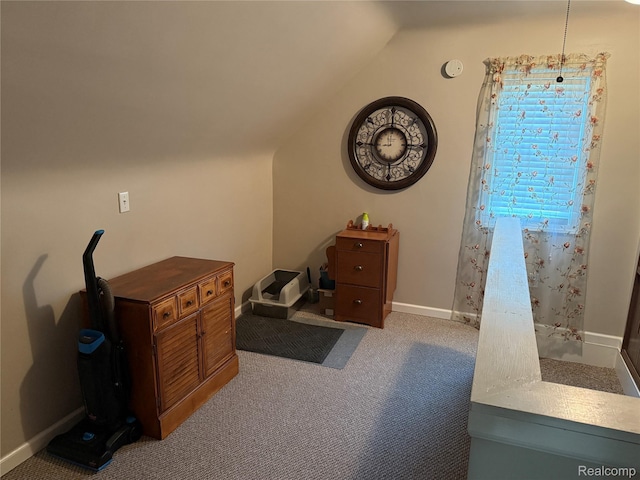 35717 Columbia Ave, Westland, MI 48186 - carpeted bedroom with vaulted ceiling and baseboards