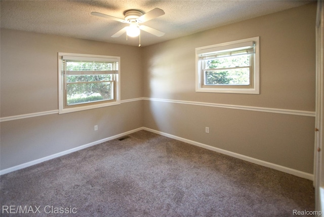 5280 Weston Ct, Commerce Twp, MI 48382 - carpeted empty room featuring plenty of natural light, a textured ceiling, and ceiling fan