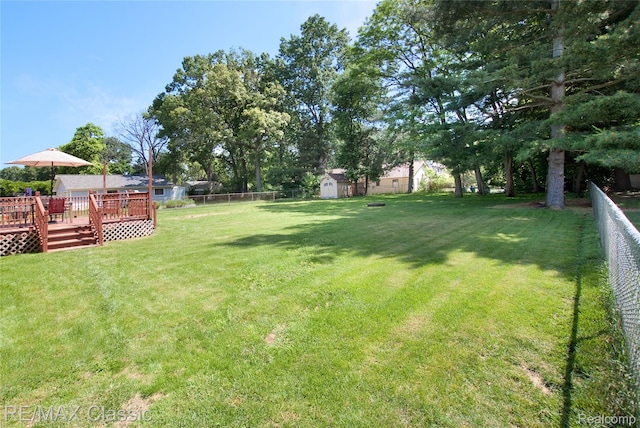 5280 Weston Ct, Commerce Twp, MI 48382 - fenced backyard featuring a shed and a deck