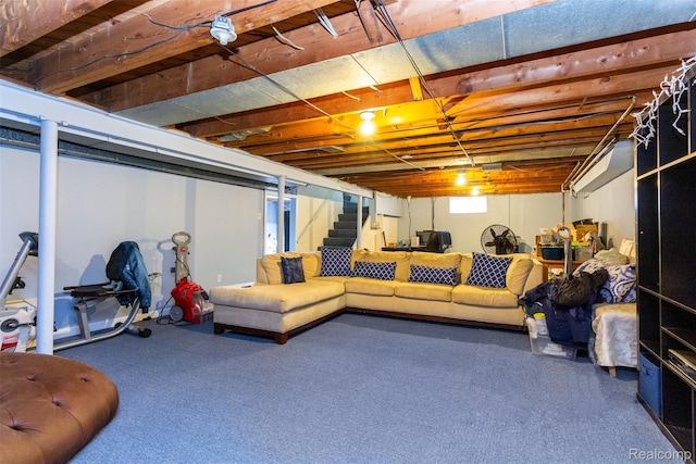 24645 Greenbrier Ave, Eastpointe, MI 48021 - below grade area with stairway and carpet floors