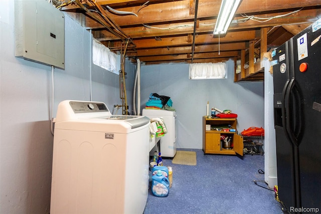 24645 Greenbrier Ave, Eastpointe, MI 48021 - laundry room featuring electric panel and washing machine and clothes dryer