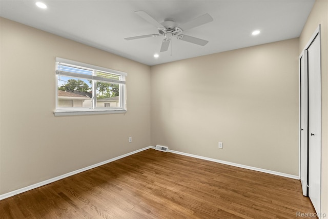 7420 Colonial St, Dearborn Heights, MI 48127 - unfurnished room featuring ceiling fan, wood finished floors, and recessed lighting