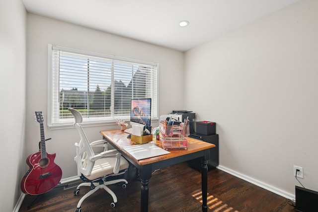 3320 Bluett Dr, Ann Arbor, MI 48105 - office area featuring wood finished floors, plenty of natural light, and recessed lighting