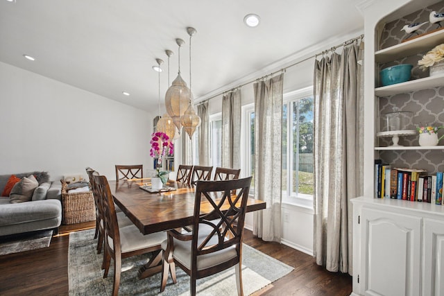 3320 Bluett Dr, Ann Arbor, MI 48105 - dining room with dark wood-type flooring, healthy amount of natural light, and recessed lighting
