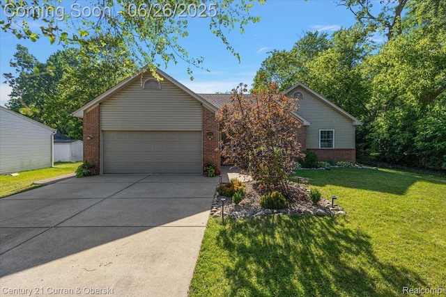 20929 Sunnydale St, Farmington Hills, MI 48336 - view of front of house featuring brick siding, concrete driveway, a front lawn, and a garage