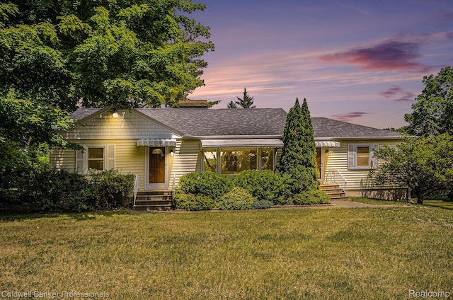 2740 Judah Rd, Lake Orion, MI 48359 - view of front of house with a lawn, roof with shingles, and entry steps