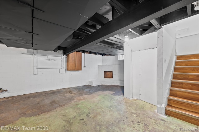 26389 Annapolis St, Dearborn Heights, MI 48125 - unfinished basement with stairs and concrete block wall