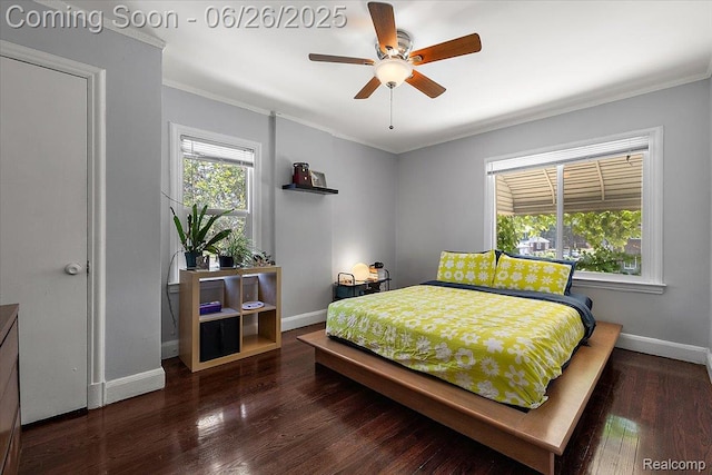 17617 Indiana St, Detroit, MI 48221 - bedroom with ornamental molding, wood finished floors, and a ceiling fan