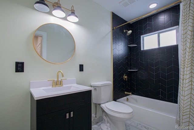 24917 Dale Ave, Eastpointe, MI 48021 - full bath with shower / tub combo, marble finish flooring, and vanity