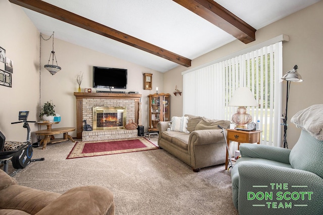 11829 Hoskins Ave NE, Cedar Springs, MI 49319 - living area featuring carpet and a brick fireplace