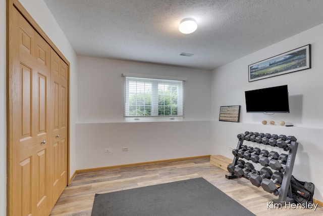 4233 Ives Farm Ln NE, Cedar Springs, MI 49319 - workout area featuring wood finished floors and a textured ceiling