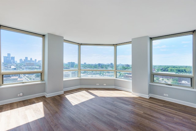 3320 Spinnaker Ln Unit 16D, Detroit, MI 48207 - unfurnished room featuring a skyline view and wood finished floors
