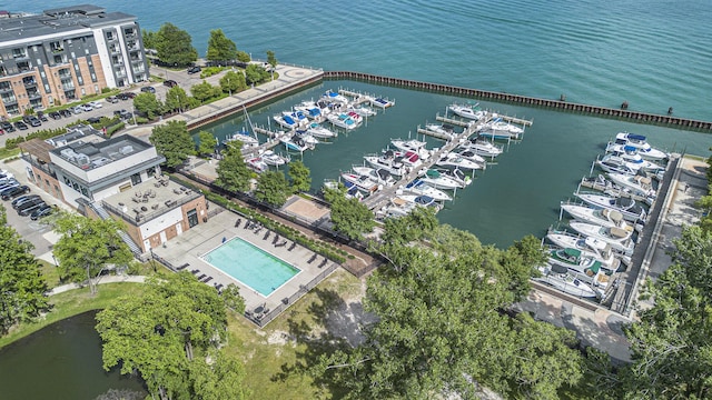 3320 Spinnaker Ln Unit 16D, Detroit, MI 48207 - drone / aerial view of a nearby body of water and numerous boat docks