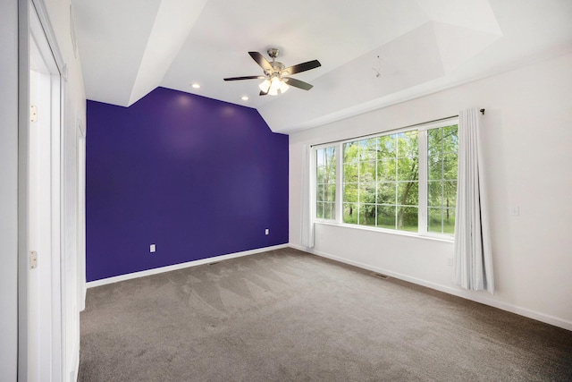 1156 N Bridge St, Linden, MI 48451 - spare room with vaulted ceiling, carpet floors, and ceiling fan