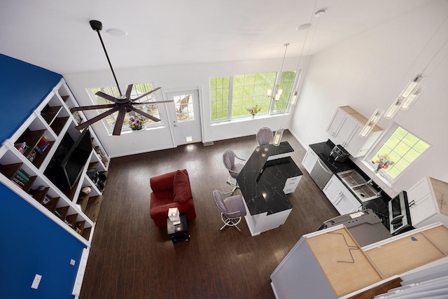 1156 N Bridge St, Linden, MI 48451 - living area with wood finished floors and a ceiling fan