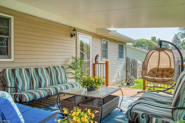 845 Riverlane Dr, Owosso, MI 48867 - wooden terrace featuring an outdoor hangout area