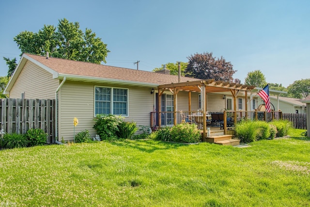 845 Riverlane Dr, Owosso, MI 48867 - back of property featuring a pergola and a wooden deck