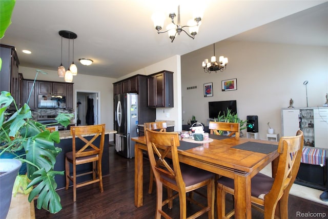 30475 Berghway Trl, Warren, MI 48092 - dining area featuring a chandelier, dark wood finished floors, and recessed lighting
