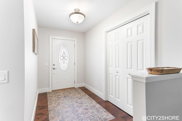 3905 Sunset Vw, Wayland, MI 49348 - foyer entrance featuring dark wood-style flooring and baseboards