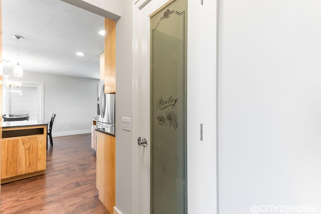 3905 Sunset Vw, Wayland, MI 49348 - hall with dark wood-style floors and recessed lighting