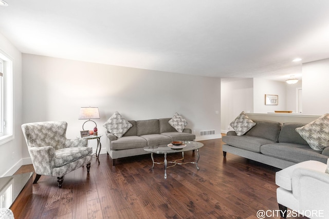3905 Sunset Vw, Wayland, MI 49348 - living area featuring dark wood-style flooring and recessed lighting