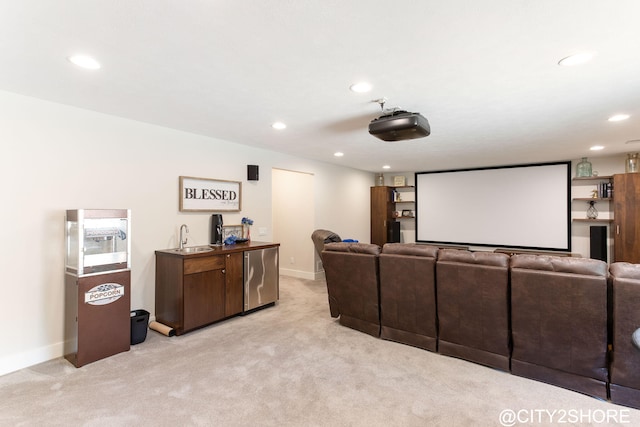3905 Sunset Vw, Wayland, MI 49348 - cinema with light colored carpet, recessed lighting, and bar area