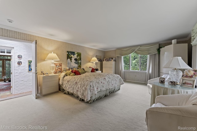 130 Endicott Rd, Bloomfield Hills, MI 48304 - bedroom featuring light colored carpet and crown molding