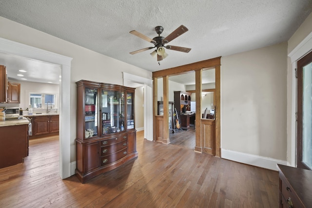 1302 Lansing Ave, Jackson, MI 49202 - entryway with a ceiling fan, wood finished floors, and a textured ceiling