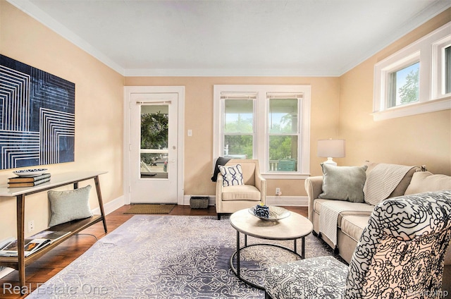 22500 Boulder Ave, Eastpointe, MI 48021 - living area featuring wood finished floors and crown molding