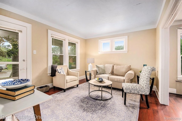 22500 Boulder Ave, Eastpointe, MI 48021 - living room with ornamental molding and wood finished floors