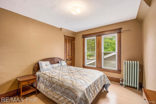 442 Washington St, Marine City, MI 48039 - bedroom with radiator, light wood-style floors, and lofted ceiling