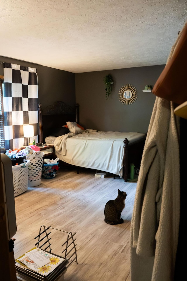181 Spring St, Hillsdale, MI 49242 - bedroom featuring a textured ceiling and wood finished floors