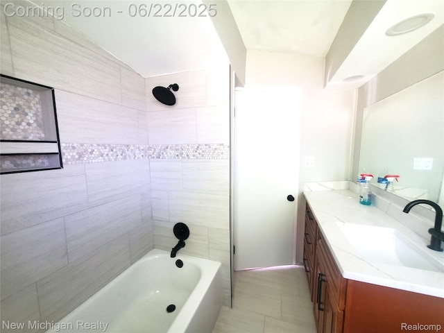 22221 Marlow St, Oak Park, MI 48237 - full bath with vanity, washtub / shower combination, and tile patterned floors