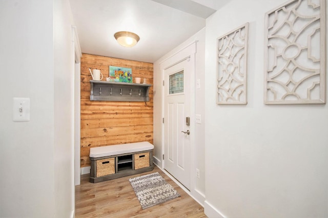 4449 Cordley Lake Rd, Pinckney, MI 48169 - mudroom featuring wood walls and wood finished floors