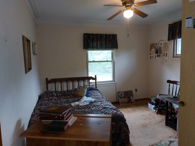 420 N 14th St, Niles, MI 49120 - carpeted bedroom with ornamental molding and ceiling fan