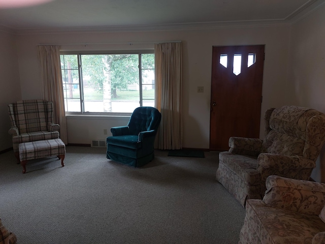 420 N 14th St, Niles, MI 49120 - carpeted living area with plenty of natural light and crown molding
