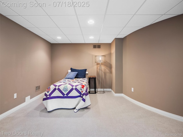 3551 Royal Berkshire Ln, Oakland, MI 48363 - carpeted bedroom with a drop ceiling and recessed lighting