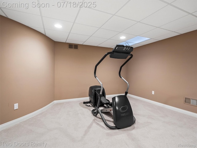 3551 Royal Berkshire Ln, Oakland, MI 48363 - exercise area with carpet floors, recessed lighting, and a paneled ceiling