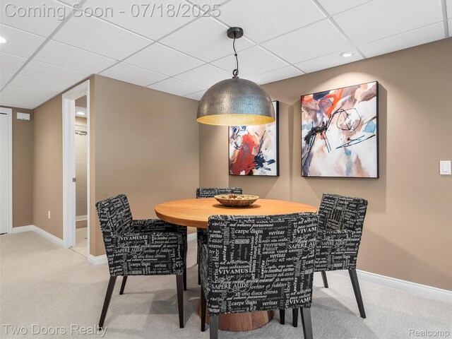 3551 Royal Berkshire Ln, Oakland, MI 48363 - carpeted dining area with a paneled ceiling and recessed lighting