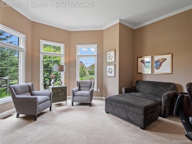 3551 Royal Berkshire Ln, Oakland, MI 48363 - carpeted living room with crown molding